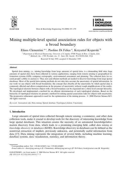 Mining multiple-level spatial association rules for objects with a broad boundary