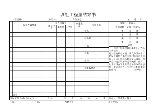 (完整)班组工程结算书及工资表