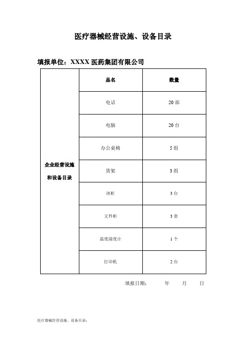 医疗器械经营设施、设备目录2021最新版-