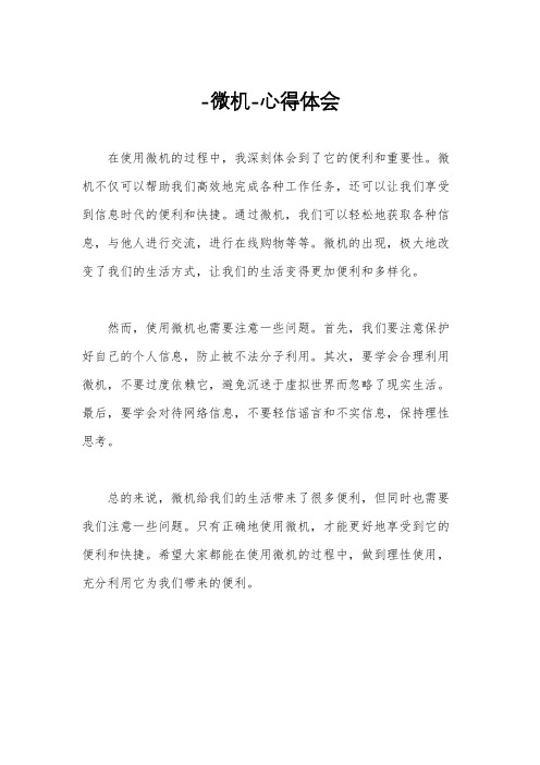 -微机-心得体会
