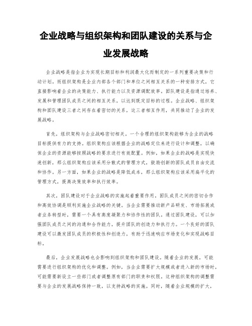 企业战略与组织架构和团队建设的关系与企业发展战略