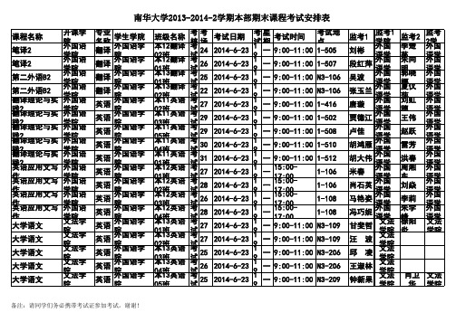 学生用2013-2014-2期末考试安排表(定稿)