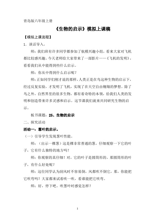 生物的启示模拟上课稿