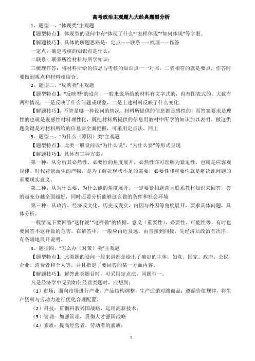 高考政治主观题九大经典题型分析