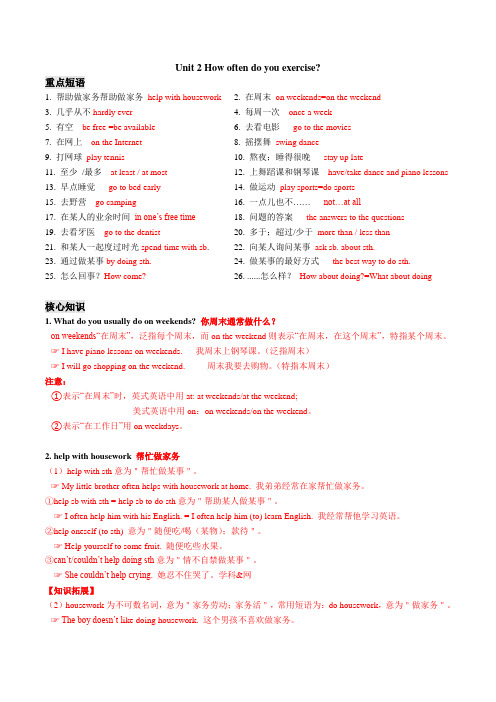 2020-2021年人教版初二英语上册重点知识及精选练习 Unit 2【含答案】