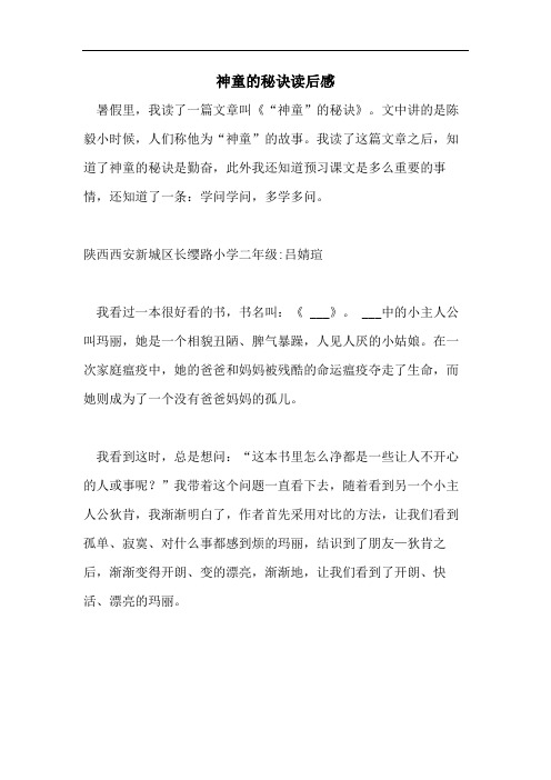 神童的秘诀读后感