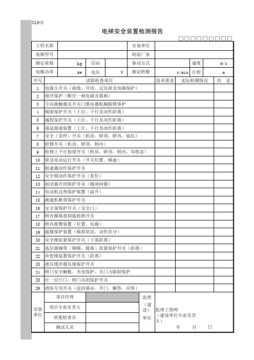电梯安全装置检测报告