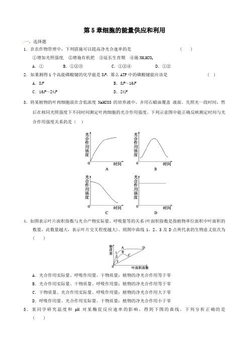 最新高中生物(人教版)生物：第5章《细胞的能量供应和利用》单元测试题(1)及答案解析