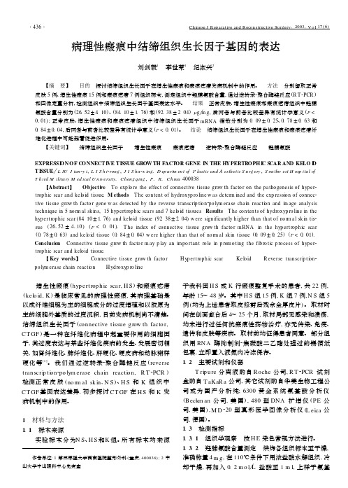 病理性瘢痕中结缔组织生长因子基因的表达