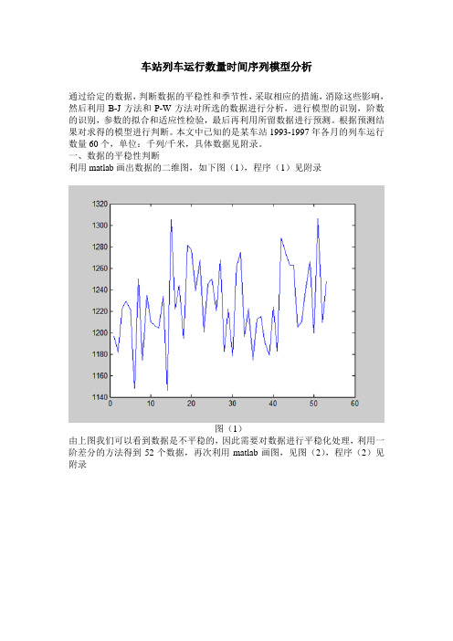车站列车运行数量时间序列模型分析