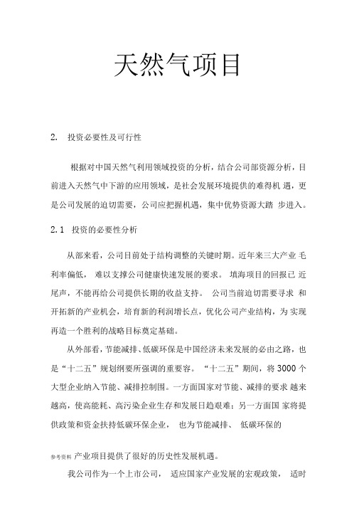 天然气项目可行性实施报告
