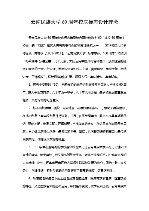 云南民族大学60周年校庆标志设计理念.