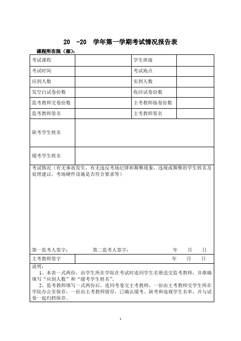 考场情况记录单