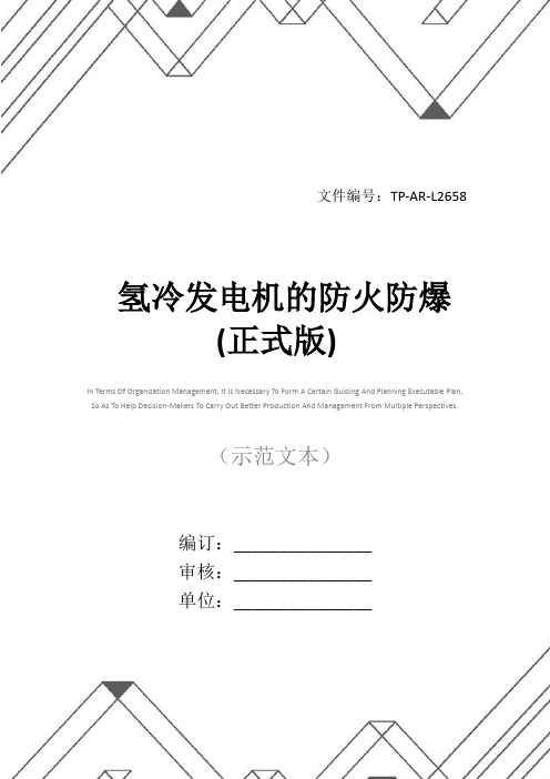 氢冷发电机的防火防爆(正式版)