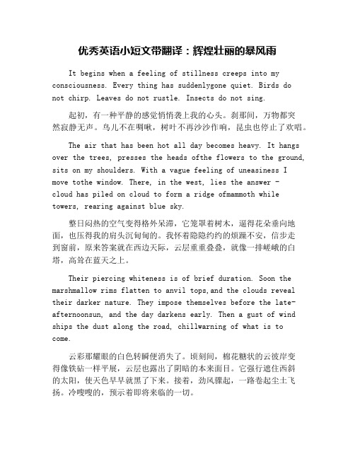 优秀英语小短文带翻译：辉煌壮丽的暴风雨