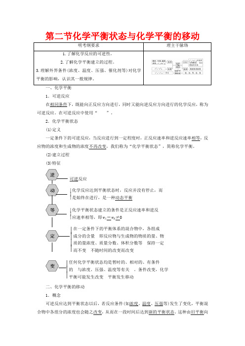 【三维设计】(人教通用版)高考化学一轮总复习讲义 第二节 化学平衡状态与化学平衡的移动