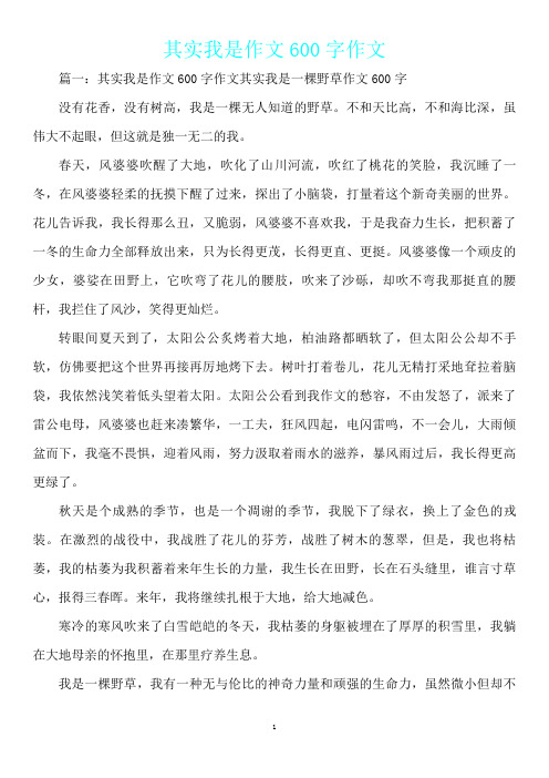 其实我是作文600字作文