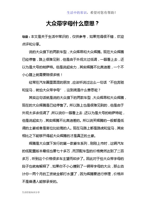 大众带字母什么意思？