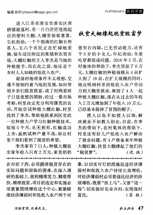 扶贫大棚撑起脱贫致富梦