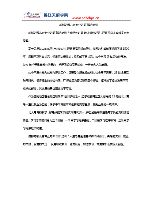 成都的哪儿有专业的IT知识培训