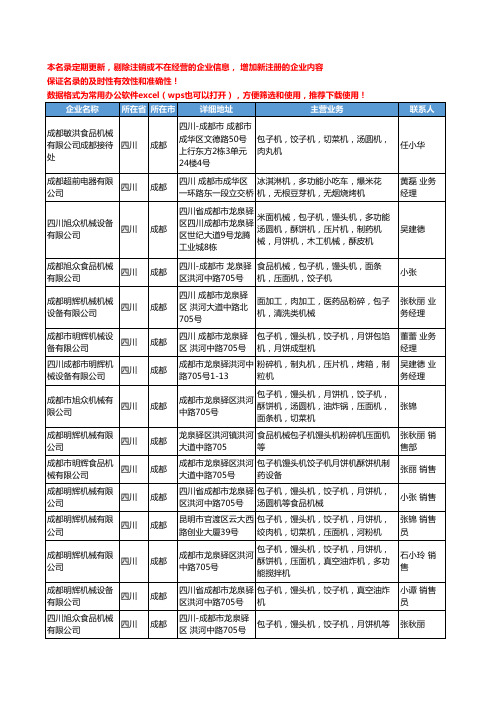 2020新版四川省成都包子机工商企业公司名录名单黄页大全18家