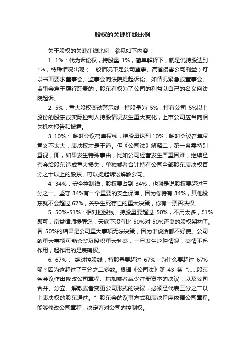 股权的关键红线比例