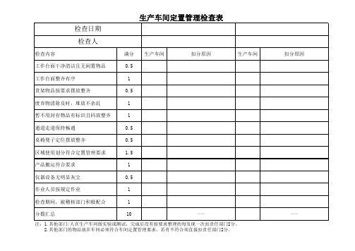 定置管理检查表格