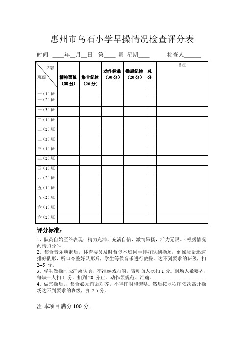早操情况登记表