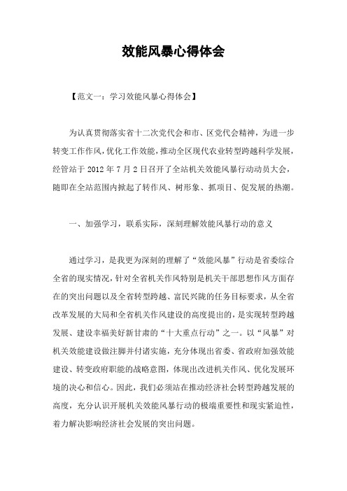 效能风暴心得体会