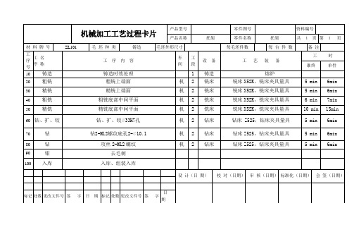 任务页01素材2-托架零件机械加工工艺过程卡片