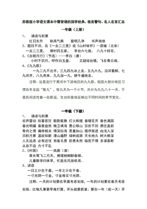 苏教版小学语文1-6年级知识汇总