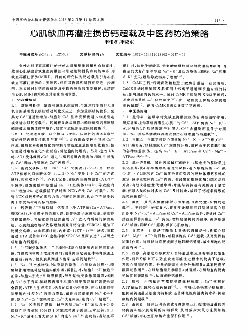 心肌缺血再灌注损伤钙超载及中医药防治策略