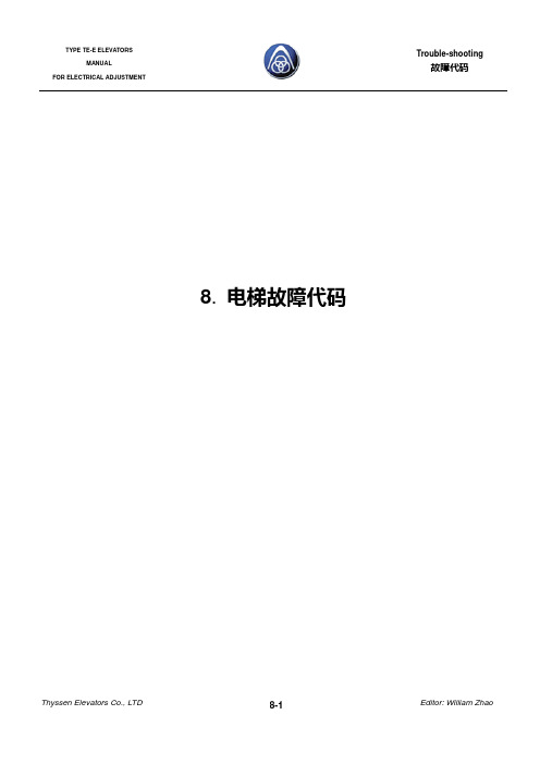 电梯故障代码