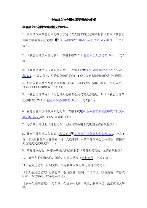 申请成立社会团体需要明确的事项