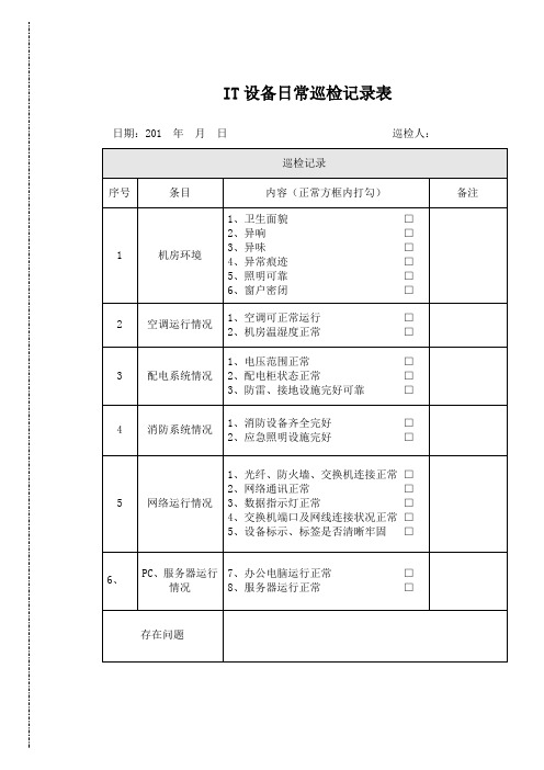IT设备日常巡检记录表