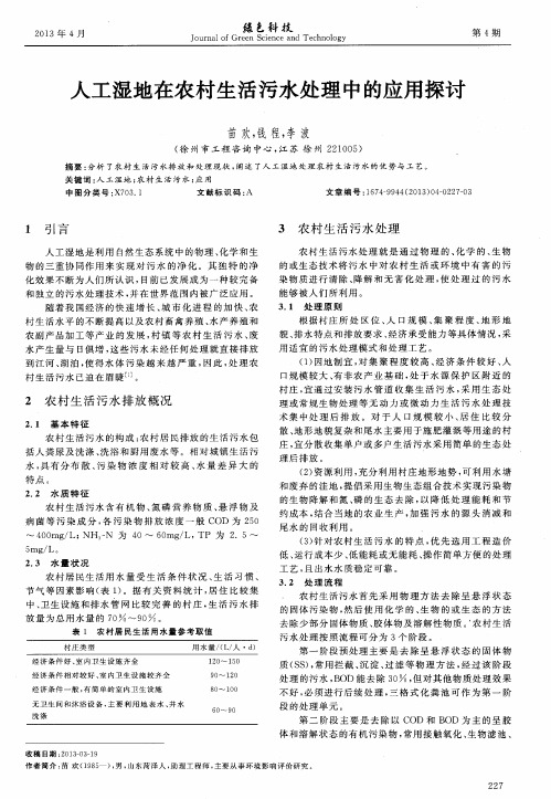 人工湿地在农村生活污水处理中的应用探讨