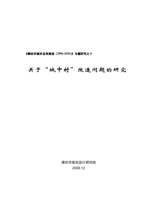 10关于城中村改造问题的研究