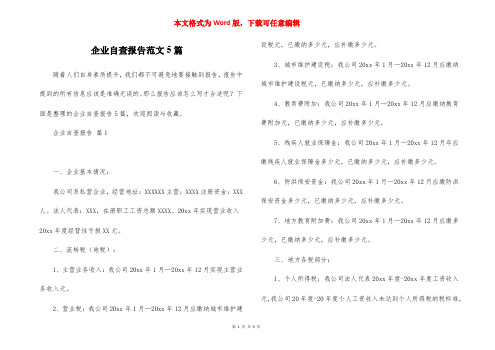 企业自查报告范文5篇