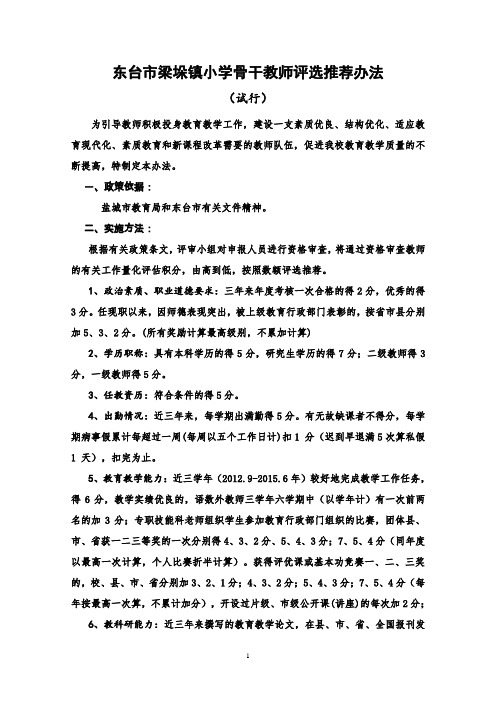 骨干教师评选推荐办法