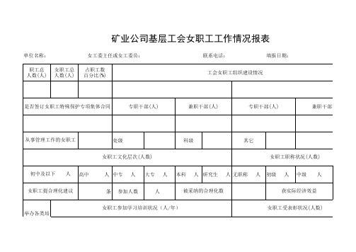 铁矿基层工会女职工工作情况报表