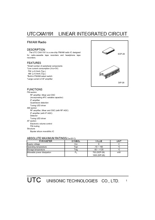 CXA1191收音机集成芯片