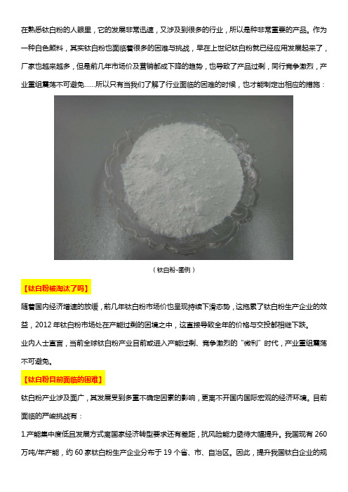 钛白粉面临的困难与挑战