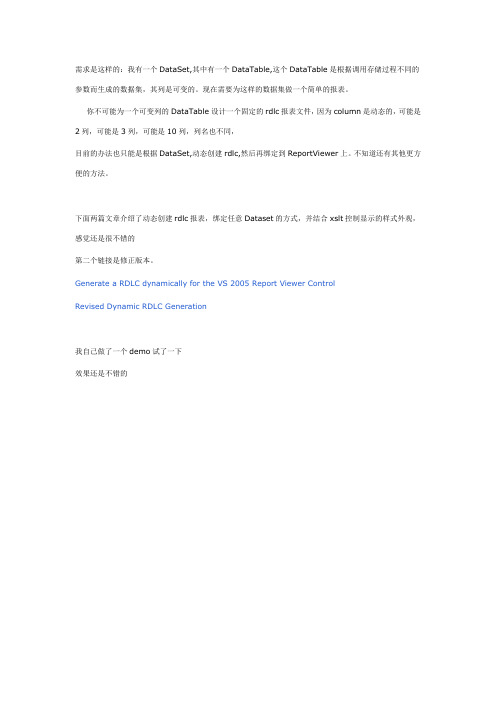 动态创建rdlc报表,绑定任意Dataset