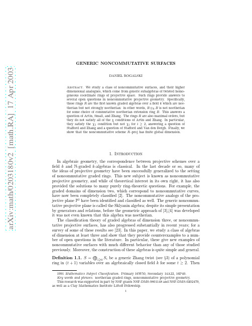 Generic Noncommutative Surfaces