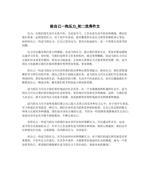 给自己一些压力_初二优秀作文