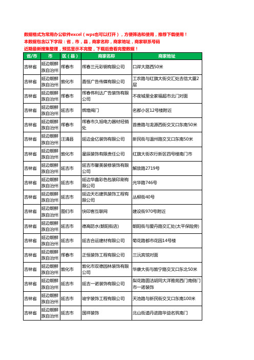 2020新版吉林省延边朝鲜族自治州建材有限公司工商企业公司商家名录名单黄页联系电话号码地址大全298家