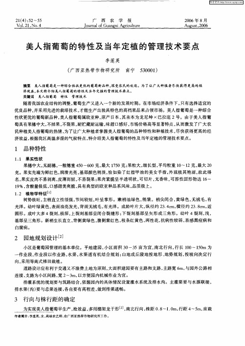 美人指葡萄的特性及当年定植的管理技术要点