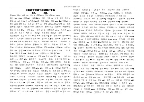新人教版七年级下册语文字词复习识记版