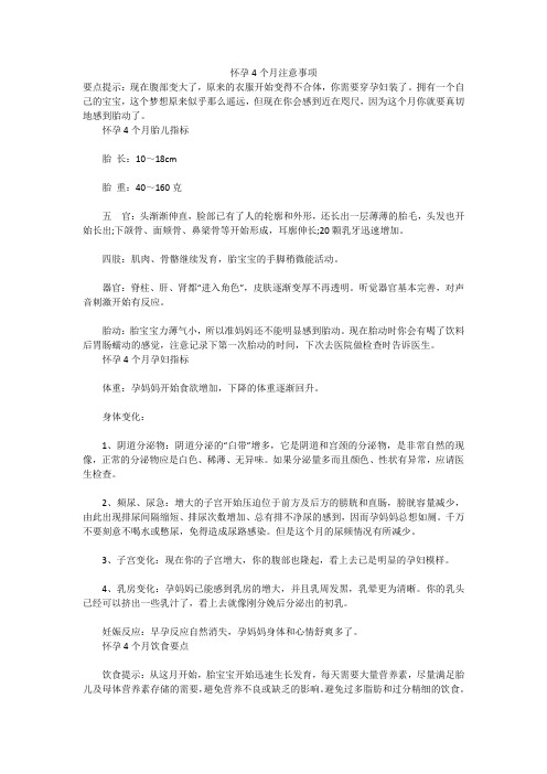 怀孕4个月注意事项