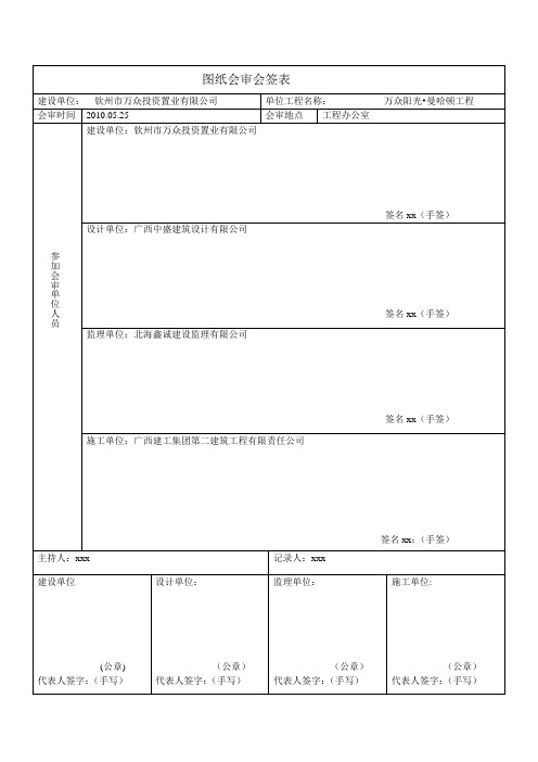 图纸会审会签表